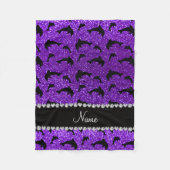 パーソナライズな一流のインディゴの紫色のグリッターのイルカ フリースブランケット (正面)