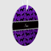 パーソナライズな一流のインディゴの紫色のグリッターのダックスフント オーナメント (正面)