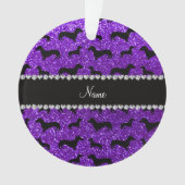 パーソナライズな一流のインディゴの紫色のグリッターのダックスフント オーナメント (正面)