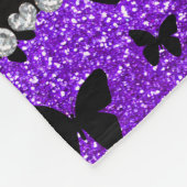 パーソナライズな一流のインディゴの紫色のグリッターの蝶 フリースブランケット (角)