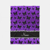 パーソナライズな一流のインディゴの紫色のグリッターの蝶 フリースブランケット (正面)