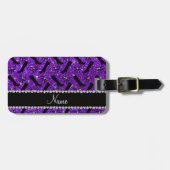 パーソナライズな一流のインディゴの紫色のグリッターは弓を追い出します ラゲッジタグ (正面横)