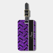 パーソナライズな一流のインディゴの紫色のグリッターは弓を追い出します ラゲッジタグ (正面縦)