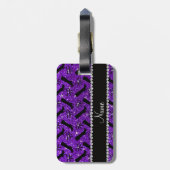 パーソナライズな一流のインディゴの紫色のグリッターは弓を追い出します ラゲッジタグ (裏面縦)