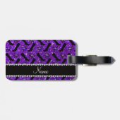パーソナライズな一流のインディゴの紫色のグリッターは弓を追い出します ラゲッジタグ (裏面横)