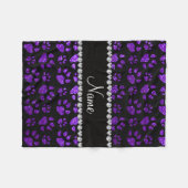 パーソナライズな一流のインディゴの紫色のグリッター猫の足 フリースブランケット (正面(横))