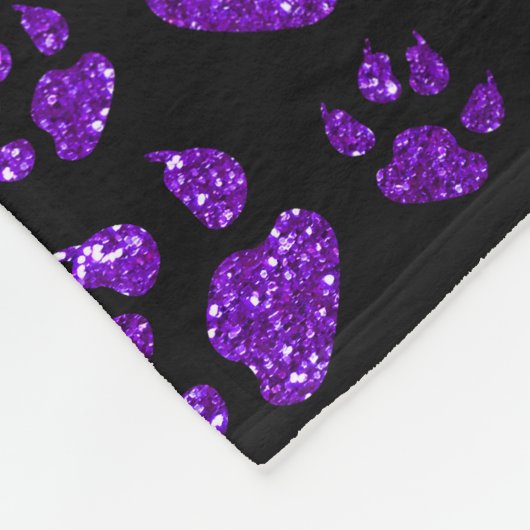 パーソナライズな一流のインディゴの紫色のグリッター猫の足 フリースブランケット (角)