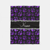 パーソナライズな一流のインディゴの紫色のグリッター猫の足 フリースブランケット (正面)