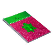 パーソナライズな一流のウミガメのローズピンクのグリッター ノートブック (右側)