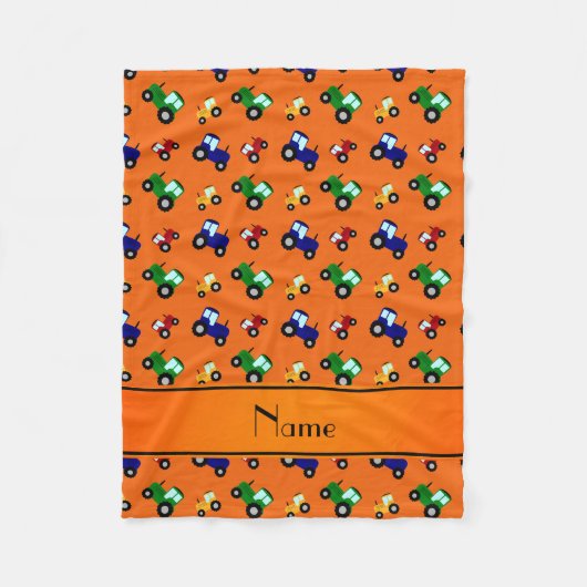 パーソナライズな一流のオレンジトラクター フリースブランケット (正面)