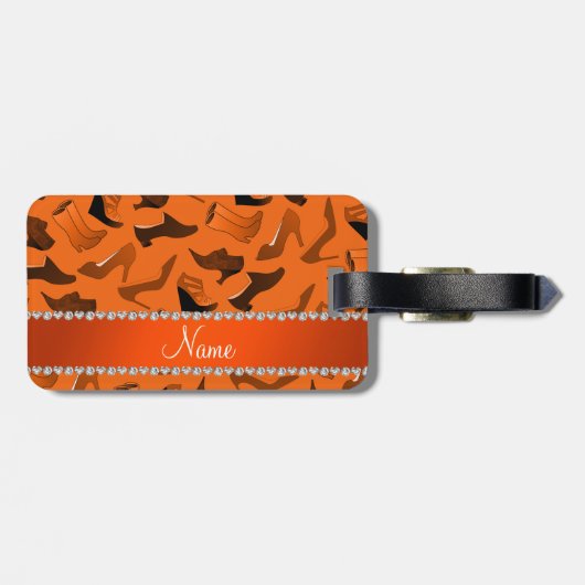 パーソナライズな一流のオレンジ女性の靴パターン ラゲッジタグ (裏面横)