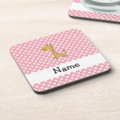 パーソナライズな一流のキリンのピンクの水玉模様 コースター (左側)