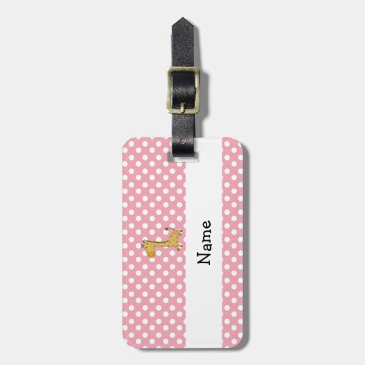 パーソナライズな一流のキリンのピンクの水玉模様 ラゲッジタグ (正面縦)