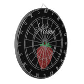 パーソナライズな一流のグリッターのいちごの黒 ダーツボード (正面左)