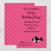 パーソナライズな一流のシャチのピンクの格子図形 招待状 (正面/裏面)