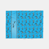 パーソナライズな一流のスカイブルーのグレイハウンド犬 フリースブランケット (正面(横))