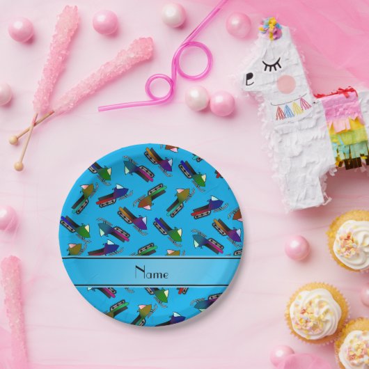 パーソナライズな一流のスカイブルーのスノーモービル ペーパープレート (パーティー)