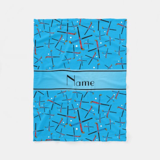 パーソナライズな一流のスカイブルーのフィールドホッケー フリースブランケット (正面)