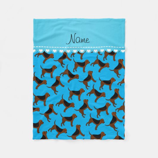パーソナライズな一流のスカイブルーのブラッドハウンド犬 フリースブランケット (正面)