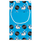 パーソナライズな一流のスカイブルーのボーリングパターン スモールペーパーバッグ (裏面)