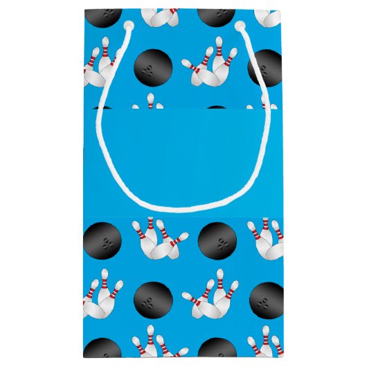 パーソナライズな一流のスカイブルーのボーリングパターン スモールペーパーバッグ (裏面)
