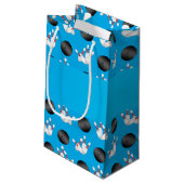 パーソナライズな一流のスカイブルーのボーリングパターン スモールペーパーバッグ (裏面アングル)