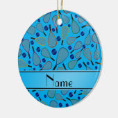 パーソナライズな一流のスカイブルーのラケットボールパターン セラミックオーナメント (左)