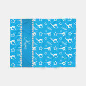 パーソナライズな一流のスカイブルーの白い体操の星 フリースブランケット (正面(横))