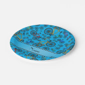 パーソナライズな一流のスカイブルーの道のバイク ペーパープレート (アングル)