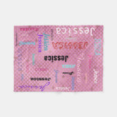 パーソナライズな一流のタイポグラフィのピンクの人魚のスケール フリースブランケット (正面(横))