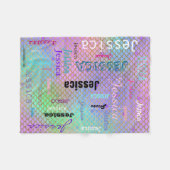 パーソナライズな一流のタイポグラフィの明るい人魚のスケール フリースブランケット (正面(横))