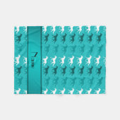 パーソナライズな一流のターコイズによって着色される馬 フリースブランケット (正面(横))