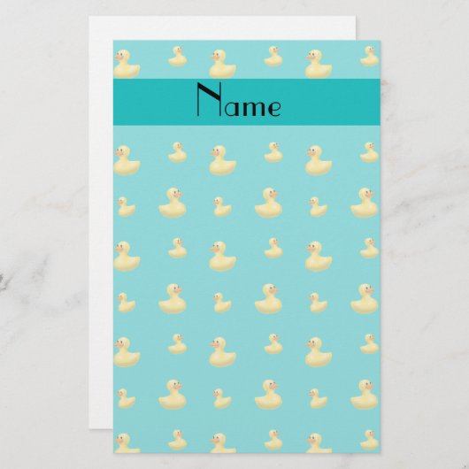 パーソナライズな一流のターコイズのゴム製アヒルパターン 便箋 (正面/裏面)