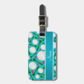 パーソナライズな一流のターコイズのゴルフ・ボールのティーのハート ラゲッジタグ (正面縦)