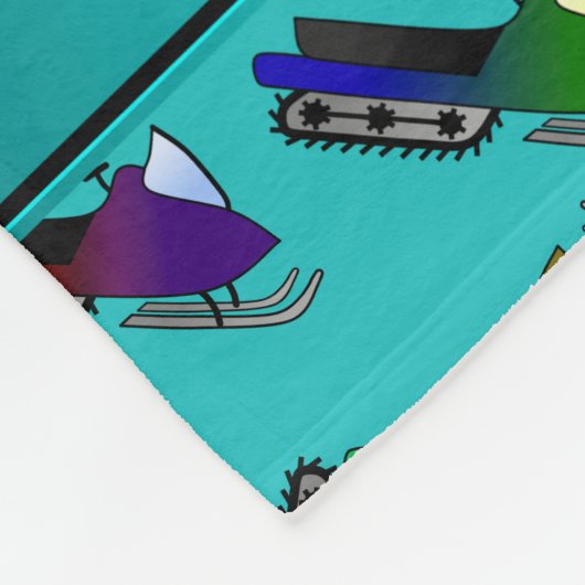 パーソナライズな一流のターコイズのスノーモービル フリースブランケット (角)