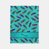 パーソナライズな一流のターコイズのスノーモービル フリースブランケット (正面)