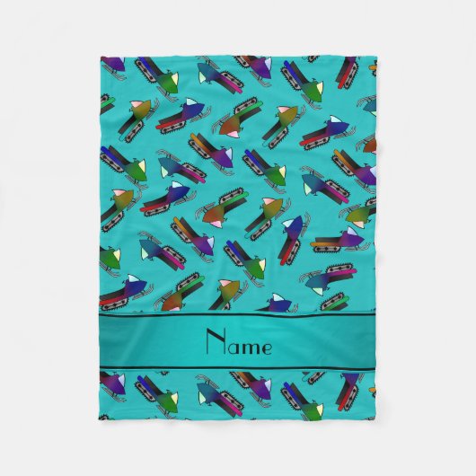 パーソナライズな一流のターコイズのスノーモービル フリースブランケット (正面)