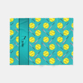 パーソナライズな一流のターコイズのソフトボールパターン フリースブランケット (正面(横))