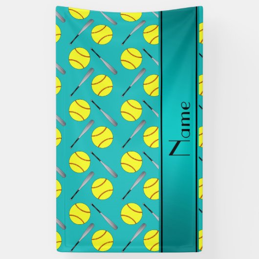 パーソナライズな一流のターコイズのソフトボールパターン 横断幕 (縦)