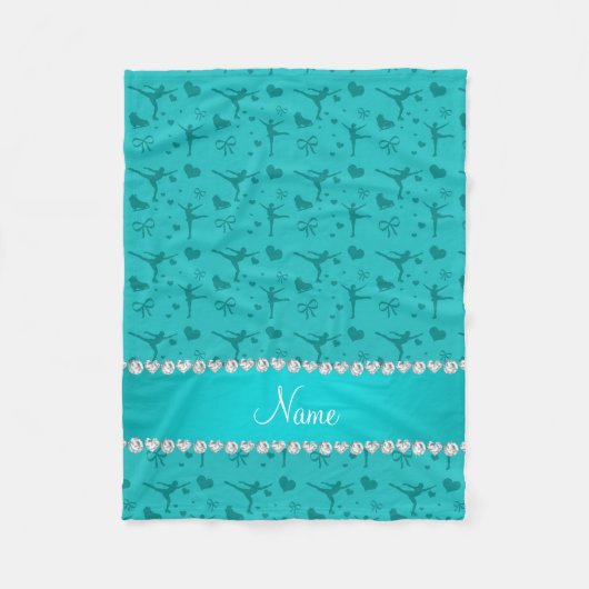 パーソナライズな一流のターコイズのフィギュアスケート フリースブランケット (正面)