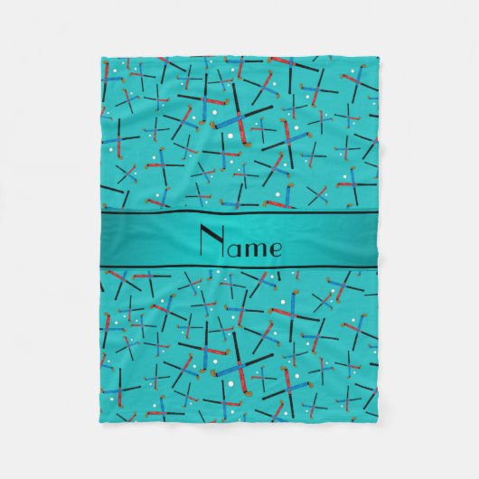 パーソナライズな一流のターコイズのフィールドホッケー フリースブランケット (正面)