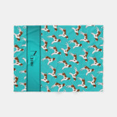 パーソナライズな一流のターコイズのブリッタニースパニエル犬犬 フリースブランケット (正面(横))