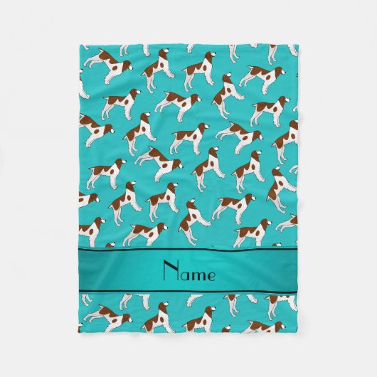 パーソナライズな一流のターコイズのブリッタニースパニエル犬犬 フリースブランケット (正面)