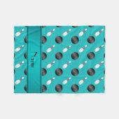 パーソナライズな一流のターコイズのボーリング・ボールピン フリースブランケット (正面(横))