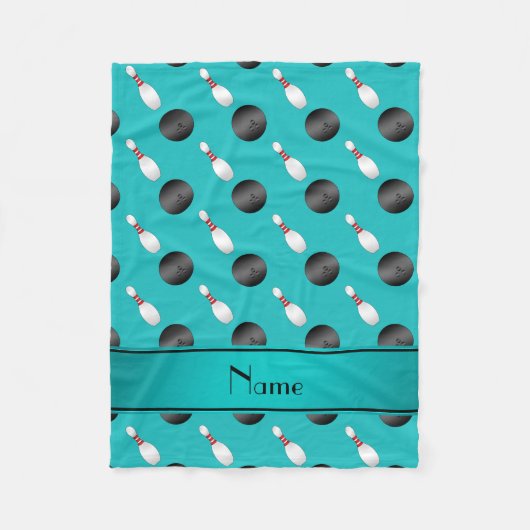 パーソナライズな一流のターコイズのボーリング・ボールピン フリースブランケット (正面)