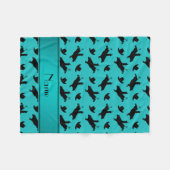 パーソナライズな一流のターコイズのロデオの雄牛の乗馬 フリースブランケット (正面(横))