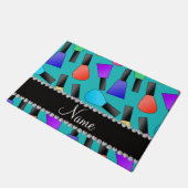 パーソナライズな一流のターコイズの虹のマニキュア ドアマット (アングル)