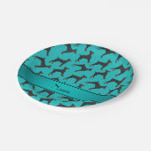 パーソナライズな一流のターコイズの(犬)ドーベルマン・ピンシェル ペーパープレート (アングル)
