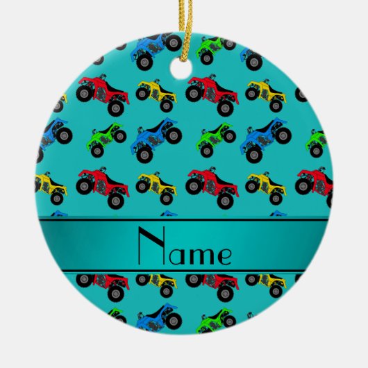 パーソナライズな一流のターコイズのatvパターン セラミックオーナメント (正面)