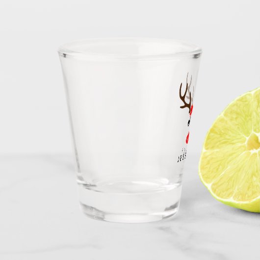 パーソナライズな一流のトナカイのクリスマスの休日 ショットグラス (左)